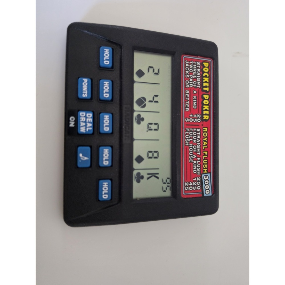 Vintage Radica Pocket Poker Royal Flush 5000 Model 1310 Electronic Handheld Game